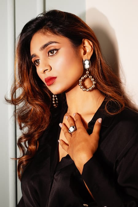 Rejuvenate Jewels_Silver Plated Pearls Victoria Earrings _Online_at_Aza_Fashions