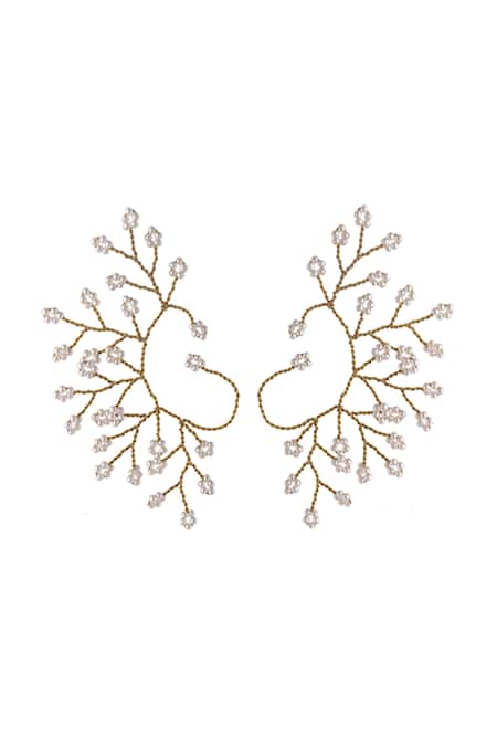 Shop Rejuvenate Jewels Gold Plated Pearls Pearlicious Ear Cuff - Single Pc at Aza Fashions Shop_Rejuvenate Jewels_Gold Plated Pearls Pearlicious Ear Cuff - Single Pc _at_Aza_Fashions