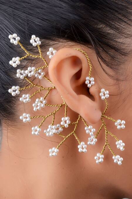 Rejuvenate Jewels Gold Plated Pearls Pearlicious Ear Cuff - Single Pc Online at Aza Fashions Rejuvenate Jewels_Gold Plated Pearls Pearlicious Ear Cuff - Single Pc _Online_at_Aza_Fashions