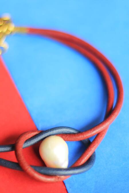 Buy_Rejuvenate Jewels_White Reef Leather Knot Necklace_Online_at_Aza_Fashions