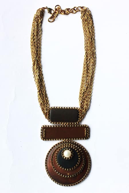 Rejuvenate Jewels_Black Triple Geometric Pendant Necklace _Online_at_Aza_Fashions