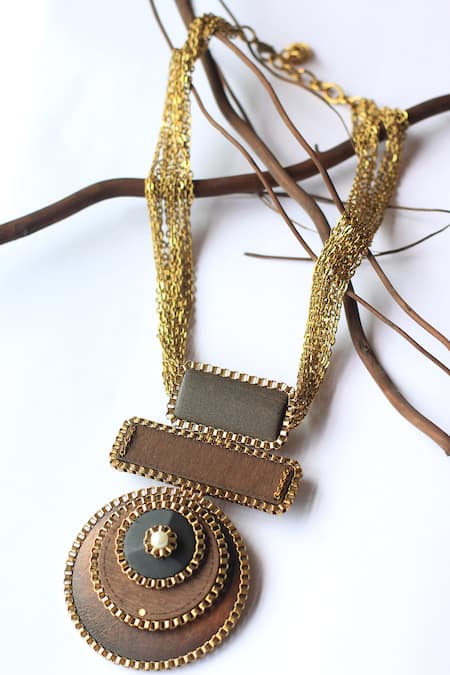 Buy_Rejuvenate Jewels_Black Triple Geometric Pendant Necklace _Online_at_Aza_Fashions