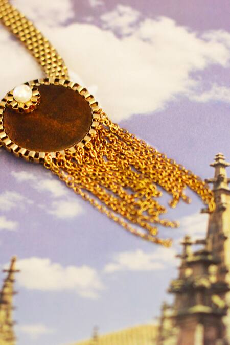 Buy Rejuvenate Jewels Brown Tassel Chain Choker Necklace Online at Aza Fashions Buy_Rejuvenate Jewels_Brown Tassel Chain Choker Necklace _Online_at_Aza_Fashions