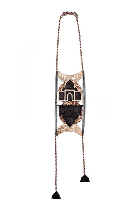 Shop Rejuvenate Jewels Black Mumtaz Mahal Carved Necklace at Aza Fashions Shop_Rejuvenate Jewels_Black Mumtaz Mahal Carved Necklace _at_Aza_Fashions