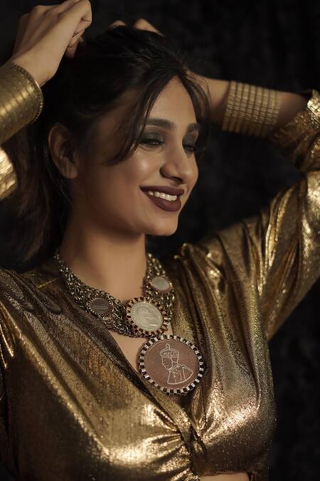 Buy_Rejuvenate Jewels_Brown Kings Protect Choker Necklace _Online_at_Aza_Fashions