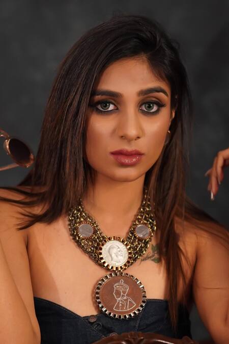 Shop_Rejuvenate Jewels_Brown Kings Protect Choker Necklace _Online_at_Aza_Fashions