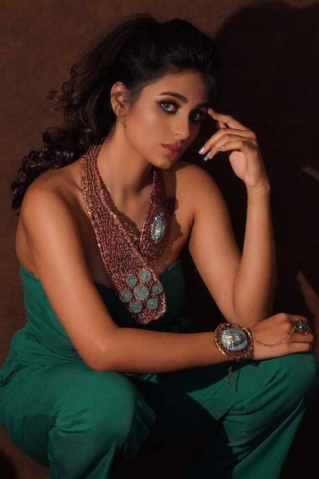 Rejuvenate Jewels_Brown Tiger Long Wired Necklace _Online_at_Aza_Fashions