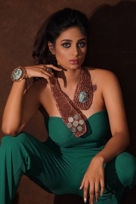 Buy_Rejuvenate Jewels_Brown Tiger Long Wired Necklace _Online_at_Aza_Fashions