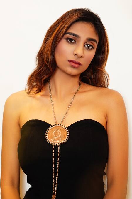 Rejuvenate Jewels_Brown Coin Long Necklace _Online_at_Aza_Fashions