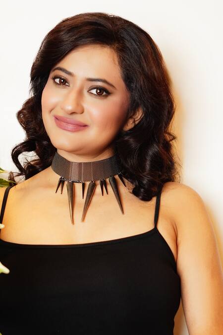 Buy_Rejuvenate Jewels_Silver Plated Spiked Mesh Necklace _Online_at_Aza_Fashions