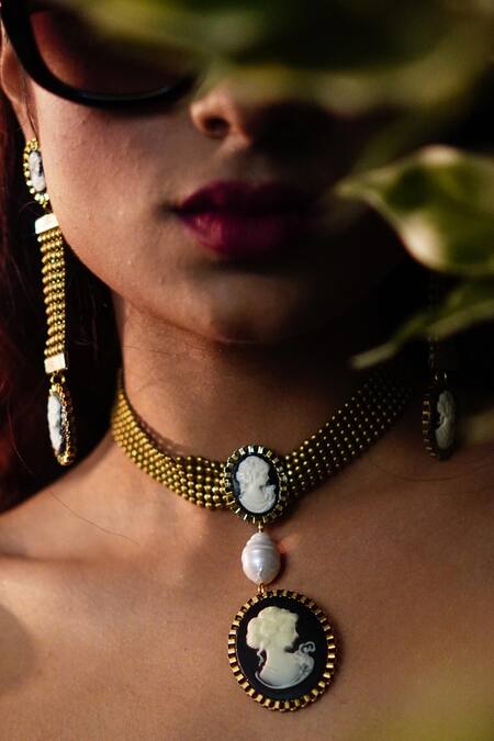 Rejuvenate Jewels_Gold Plated Victorian Net Choker _Online_at_Aza_Fashions