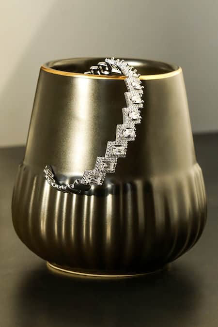 Shop Shazé Silver Plated Stones Asterisma Embellished Bracelet at Aza Fashions Shop_Shazé_Silver Plated Stones Asterisma Embellished Bracelet _at_Aza_Fashions