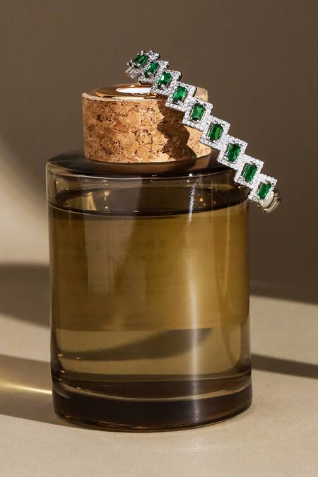 Buy Shazé Green Stones Asterisma Embellished Bracelet Online at Aza Fashions Buy_Shazé_Green Stones Asterisma Embellished Bracelet_Online_at_Aza_Fashions