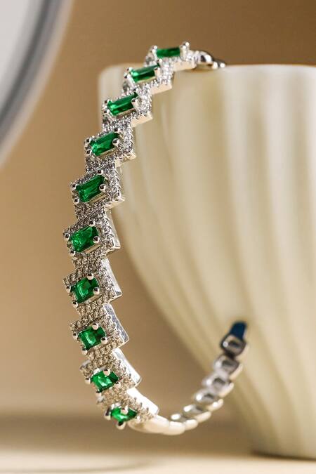 Shop Shazé Green Stones Asterisma Embellished Bracelet Online at Aza Fashions Shop_Shazé_Green Stones Asterisma Embellished Bracelet_Online_at_Aza_Fashions