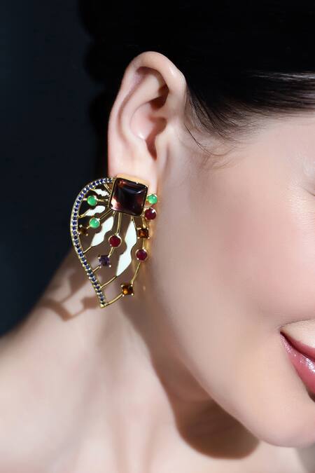 Shazé Multi Color Stones Gabrielles Wings Embellished Dangler Earrings Online at Aza Fashions Shazé_Multi Color Stones Gabrielles Wings Embellished Dangler Earrings _Online_at_Aza_Fashions