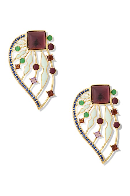 Buy Shazé Multi Color Stones Gabrielles Wings Embellished Dangler Earrings Online at Aza Fashions Buy_Shazé_Multi Color Stones Gabrielles Wings Embellished Dangler Earrings _Online_at_Aza_Fashions