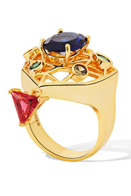 Shazé Multi Color Stones Garth Embellished Ring at Aza Fashions Shazé_Multi Color Stones Garth Embellished Ring _at_Aza_Fashions