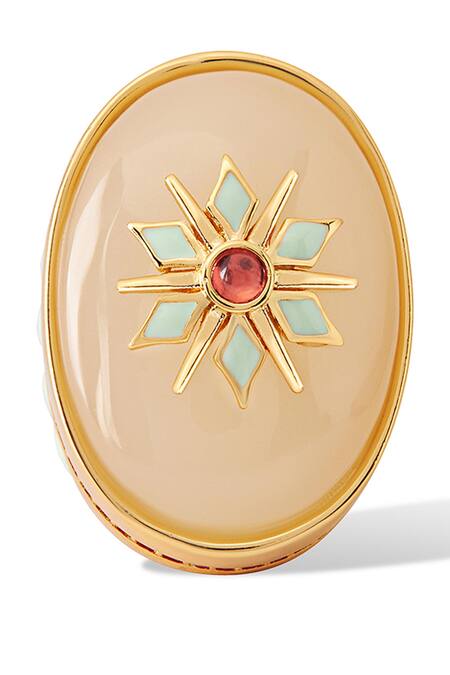 Shazé_Gold Plated Stones Luna Sunrise Embellished Ring_Online_at_Aza_Fashions