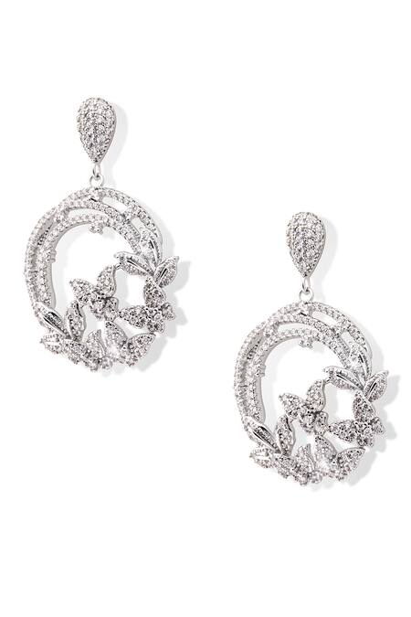 Buy Shazé Silver Plated Stones Flutter Embellished Dangler Earrings Online at Aza Fashions Buy_Shazé_Silver Plated Stones Flutter Embellished Dangler Earrings _Online_at_Aza_Fashions