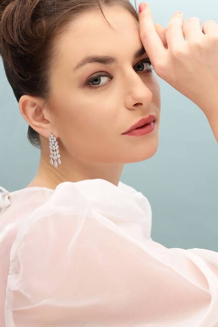 Buy_Shazé_Silver Plated Stones Shimmer Mist Embellished Dangler Earrings_Online_at_Aza_Fashions