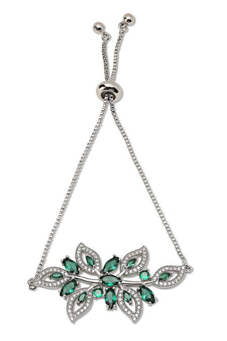 Buy_Shazé_Green Crystals Starburst Embellished Bracelet_Online_at_Aza_Fashions