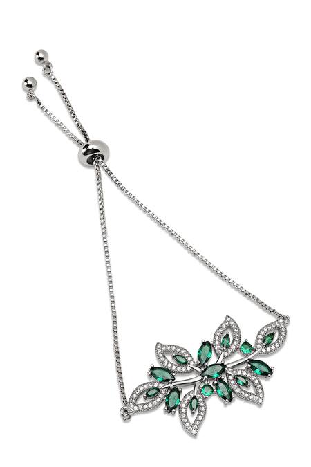 Shop_Shazé_Green Crystals Starburst Embellished Bracelet_Online_at_Aza_Fashions