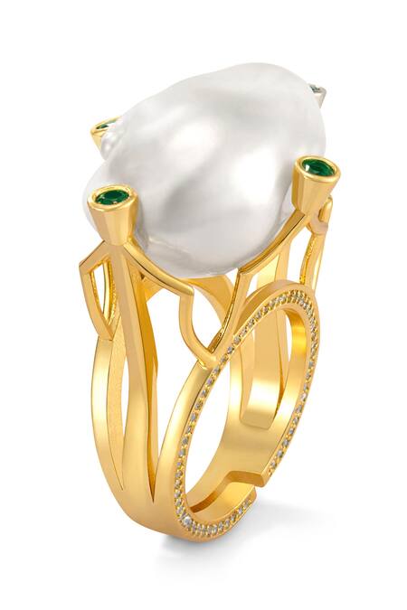 Buy Shazé Gold Plated Crystals, Pearls Spring Tide Embellished Jewellery Set Buy_Shazé_Gold Plated Crystals, Pearls Spring Tide Embellished Jewellery Set