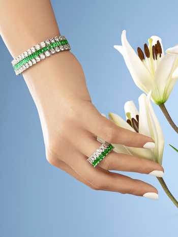 Shazé_Silver Plated Crystals Terras Triumph Dual Tone Ring With Bracelet_Online_at_Aza_Fashions
