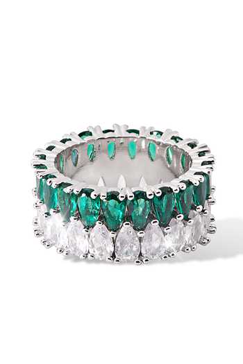 Buy_Shazé_Silver Plated Crystals Terras Triumph Dual Tone Ring With Bracelet