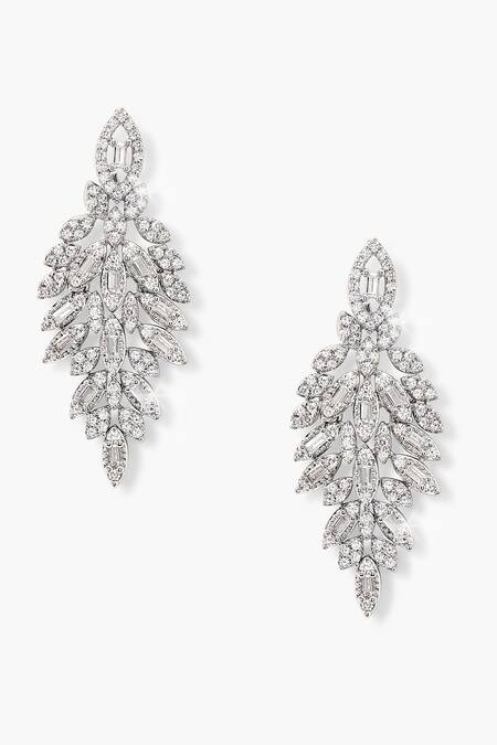 Buy_Shazé_Silver Plated Stones Stardust Studded Leafy Vine Earrings_Online_at_Aza_Fashions