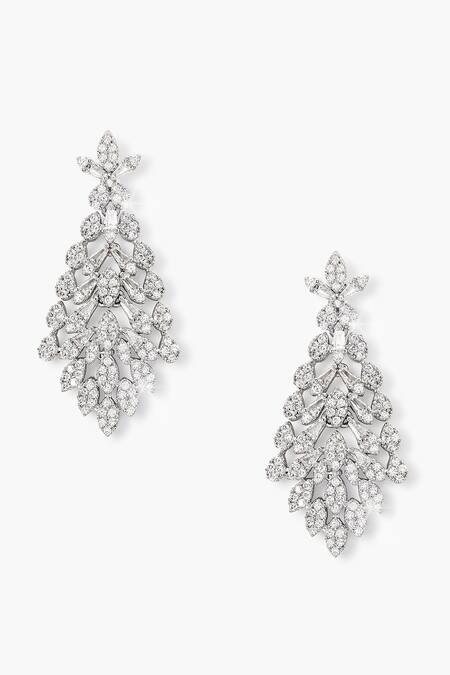 Buy_Shazé_Silver Plated Stones Mesmeric Studded Leafy Cascade Earrings_Online_at_Aza_Fashions