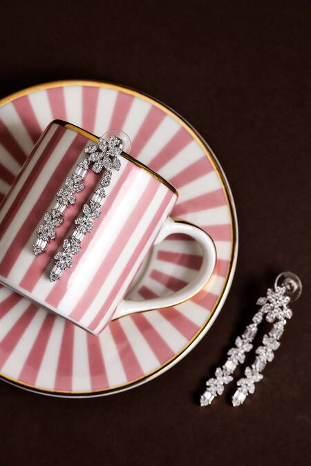 Buy Shazé Silver Plated Stones Firefly Floral Studded Drop Earrings Online at Aza Fashions Buy_Shazé_Silver Plated Stones Firefly Floral Studded Drop Earrings_Online_at_Aza_Fashions