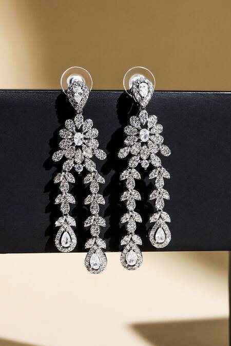 Buy_Shazé_Silver Plated Stones Faelight Studded Floral Earrings_Online_at_Aza_Fashions