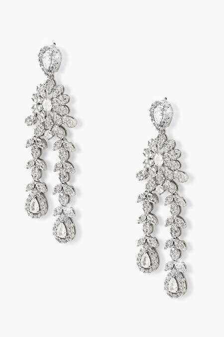 Shazé_Silver Plated Stones Faelight Studded Floral Earrings_at_Aza_Fashions