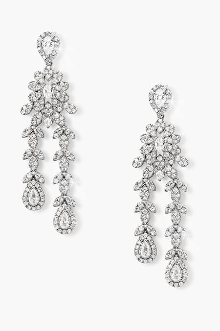 Shop_Shazé_Silver Plated Stones Faelight Studded Floral Earrings
