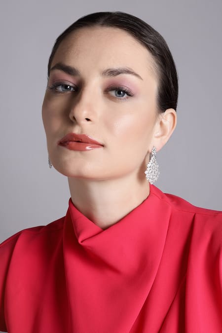 Shazé_Silver Plated Stones Pizzaz Clear Studded Earrings_Online_at_Aza_Fashions