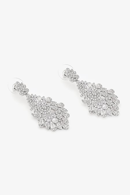 Shazé_Silver Plated Stones Pizzaz Clear Studded Earrings_at_Aza_Fashions