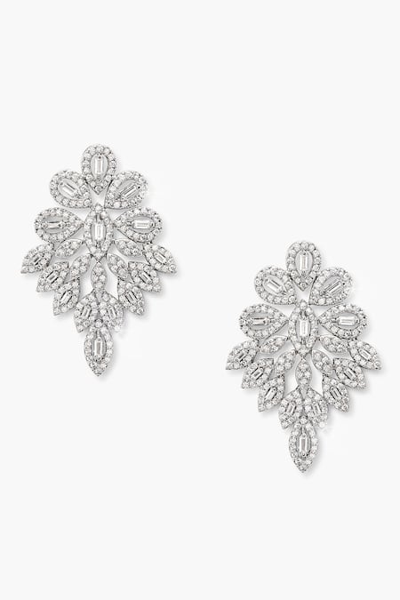 Shop_Shazé_Silver Plated Stones Halo Clustered Studded Earrings_Online_at_Aza_Fashions