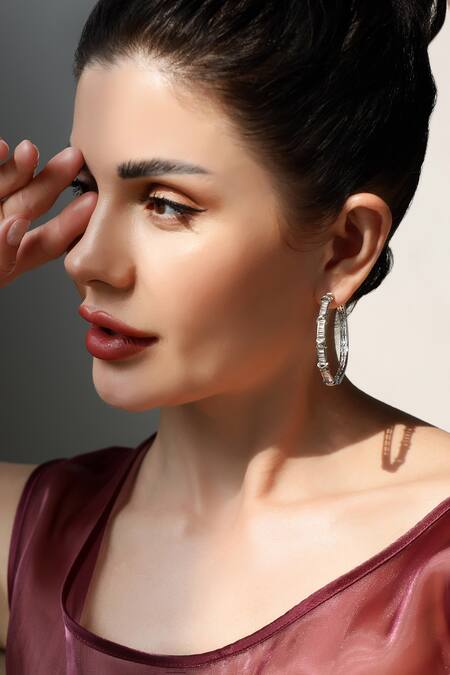 Shop_Shazé_Silver Plated Stones Forest Faerie Studded Hoops _Online_at_Aza_Fashions