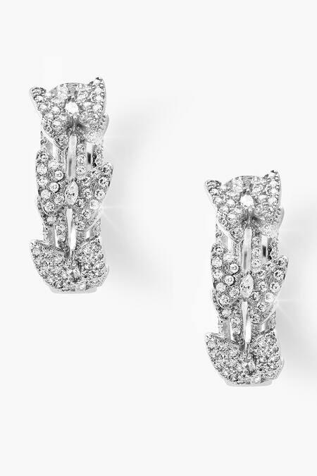 Buy_Shazé_Silver Plated Stones Bards Boon Butterfly Embellished Hoops_Online_at_Aza_Fashions
