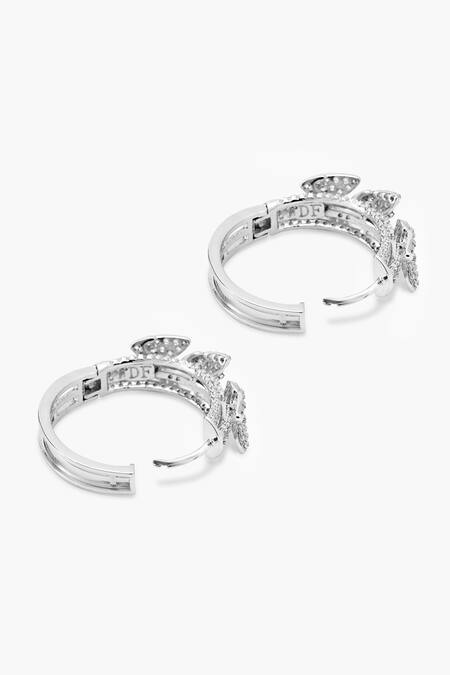 Shazé_Silver Plated Stones Bards Boon Butterfly Embellished Hoops_at_Aza_Fashions
