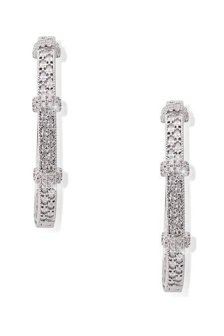 Shazé Silver Plated Stones Labyrinth Embellished Hoops Online at Aza Fashions Shazé_Silver Plated Stones Labyrinth Embellished Hoops _Online_at_Aza_Fashions
