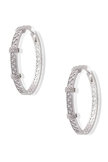 Shazé Silver Plated Stones Labyrinth Embellished Hoops at Aza Fashions Shazé_Silver Plated Stones Labyrinth Embellished Hoops _at_Aza_Fashions