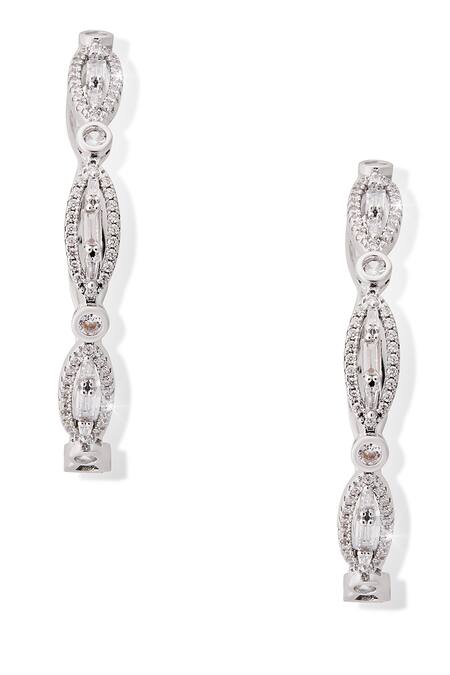 Shop_Shazé_Silver Plated Stones Dewdrops Ellipse Embellished Hoops _Online_at_Aza_Fashions