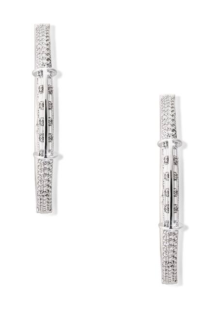 Shop Shazé Silver Plated Stones Titanias Touch Embellished Hoops Online at Aza Fashions Shop_Shazé_Silver Plated Stones Titanias Touch Embellished Hoops_Online_at_Aza_Fashions