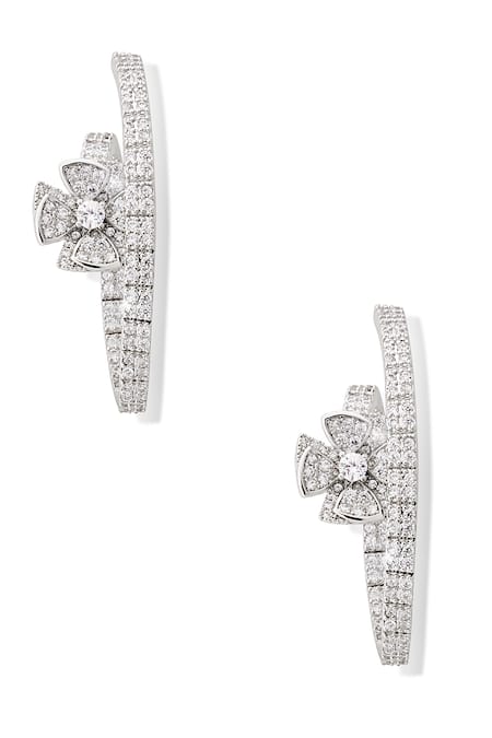 Shop_Shazé_Silver Plated Stones Midsummer Spell Embellished Spiral Hoops_Online_at_Aza_Fashions