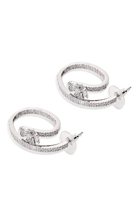 Buy_Shazé_Silver Plated Stones Midsummer Spell Embellished Spiral Hoops