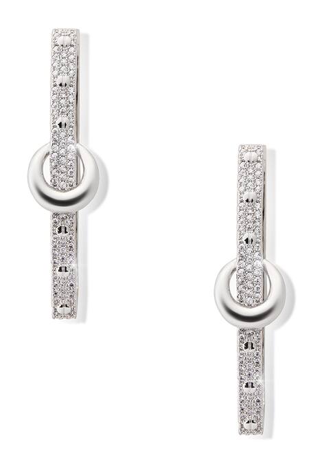 Buy Shazé Silver Plated Stones Woodland Lore Embellished Square Hoops Online at Aza Fashions Buy_Shazé_Silver Plated Stones Woodland Lore Embellished Square Hoops _Online_at_Aza_Fashions
