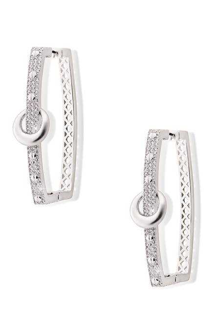 Shop Shazé Silver Plated Stones Woodland Lore Embellished Square Hoops Online at Aza Fashions Shop_Shazé_Silver Plated Stones Woodland Lore Embellished Square Hoops _Online_at_Aza_Fashions
