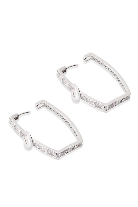 Shazé Silver Plated Stones Woodland Lore Embellished Square Hoops at Aza Fashions Shazé_Silver Plated Stones Woodland Lore Embellished Square Hoops _at_Aza_Fashions